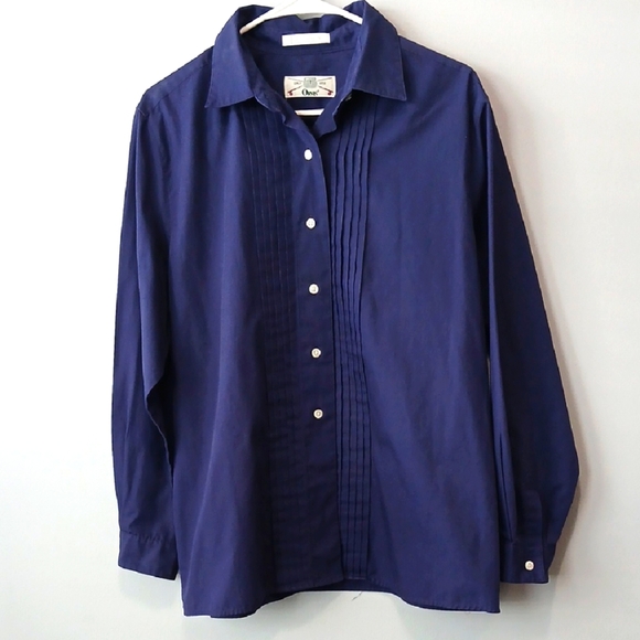 Orvis Navy Button Down Shirt Womens 14 - Picture 1 of 5